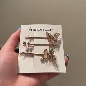 3D rose gold butterfly hair clips